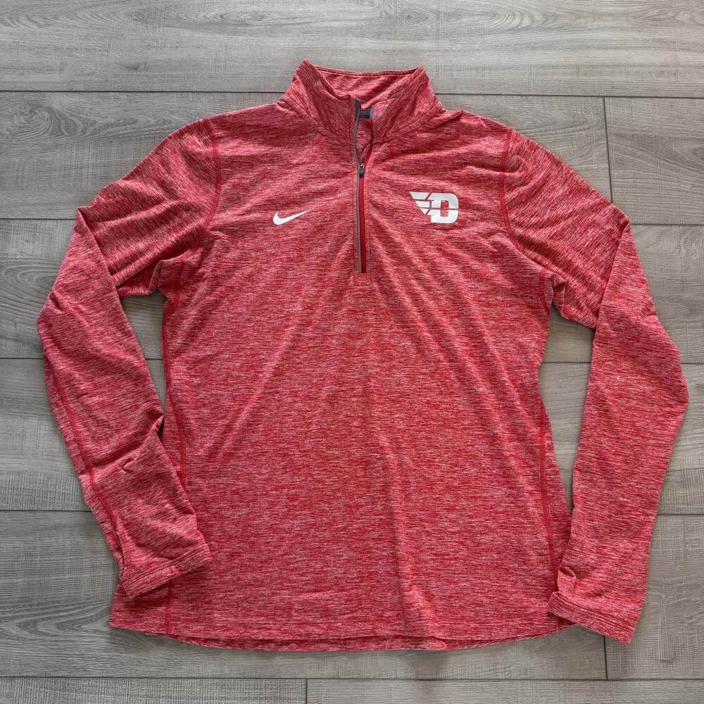 Nike Dri-FIT Dayton Flyers Womens L Red 1/4 Zip
